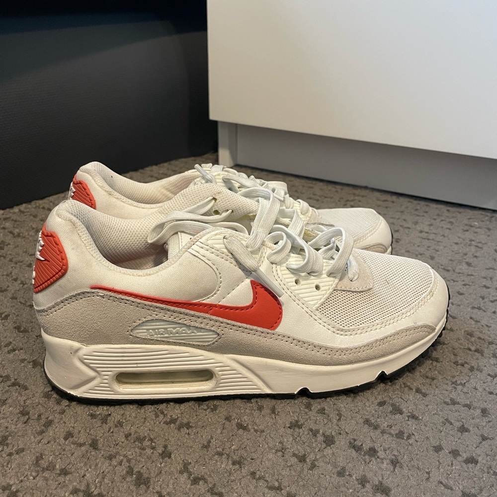 Nike Air Max White Sneakers with Red Swoosh